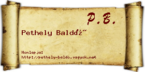 Pethely Baldó névjegykártya